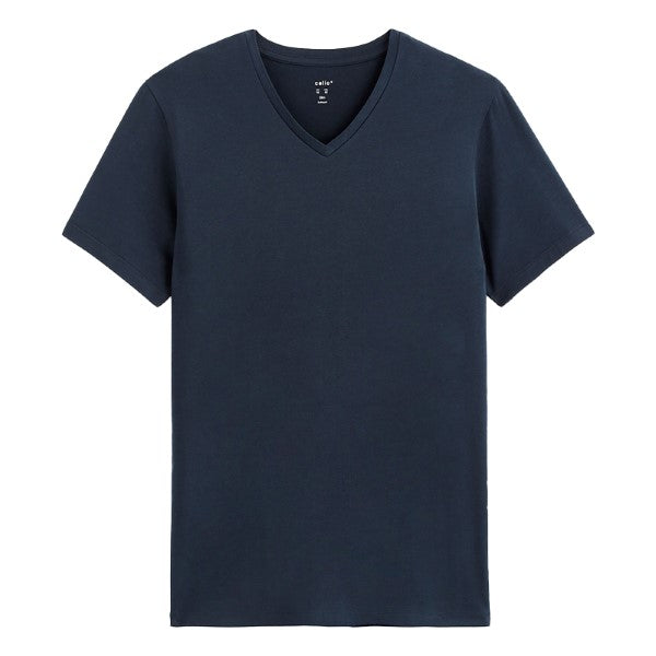 CELIO Slim V-Neck T-Shirt In Stretch Cotton