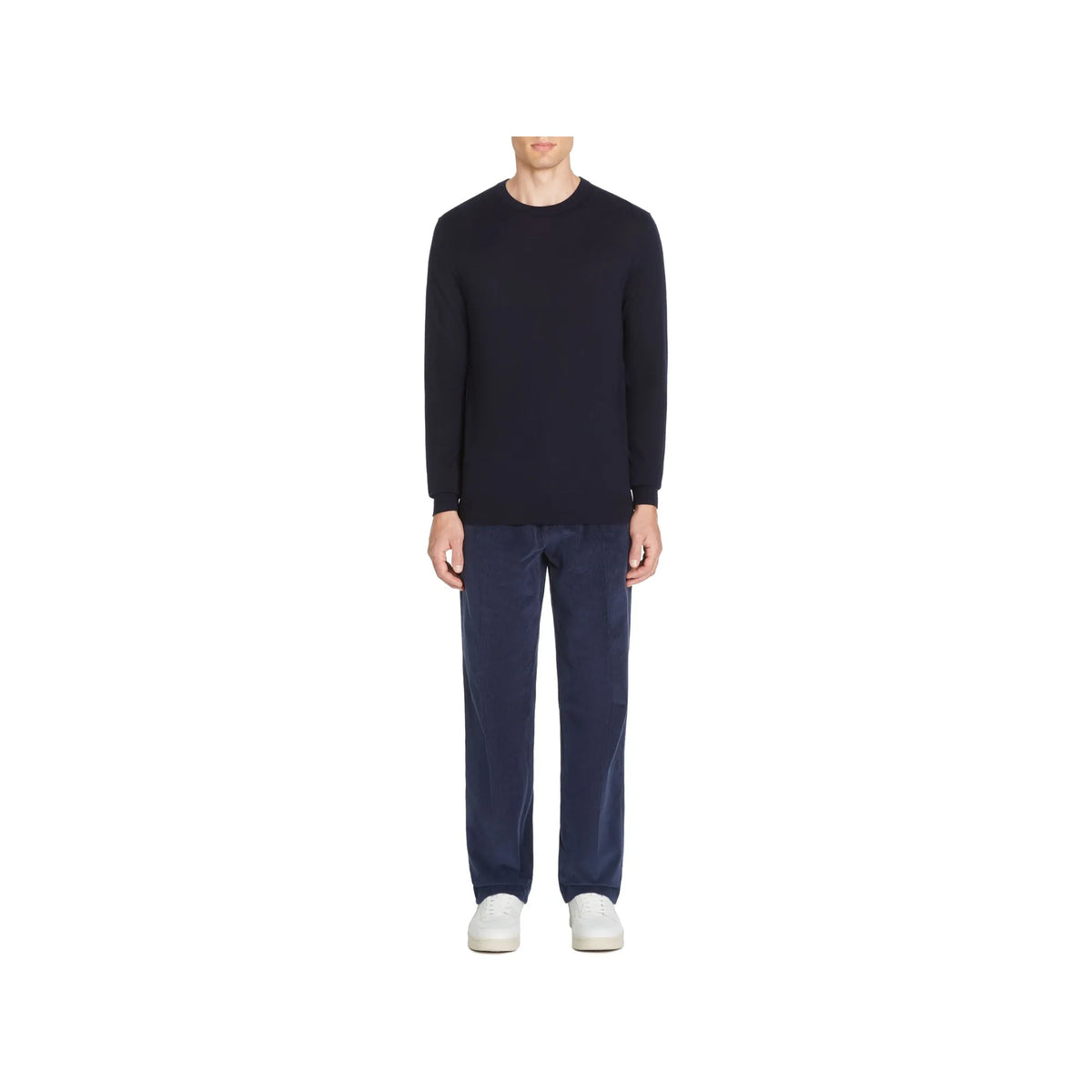  100% Merino Wool Crew Neck Sweater - Navy