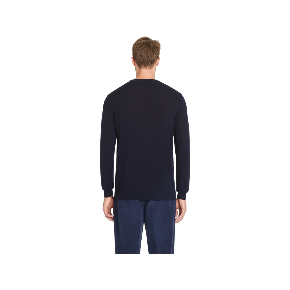 100% Merino Wool Crew Neck Sweater - Navy