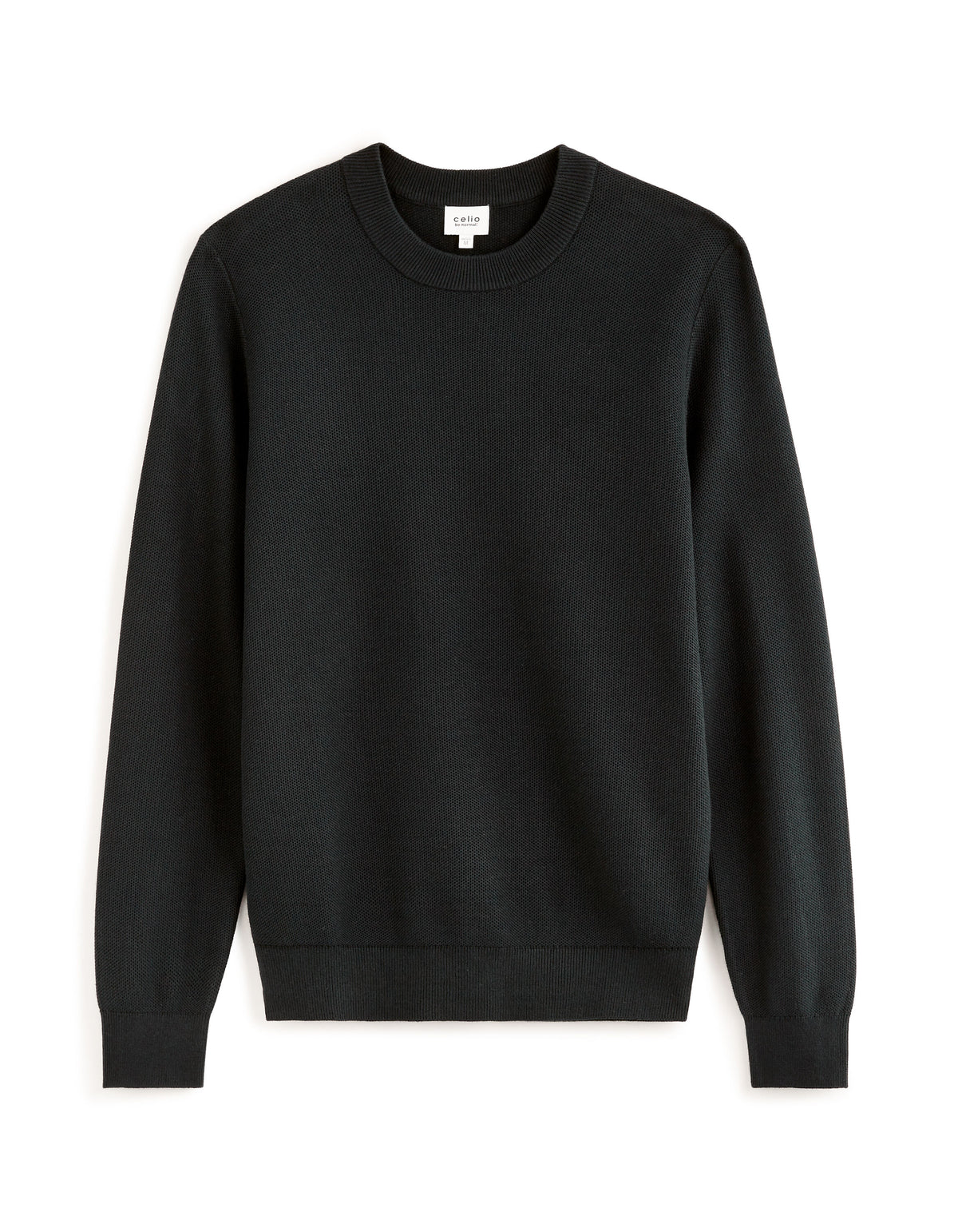 100% cotton crew neck sweater - black