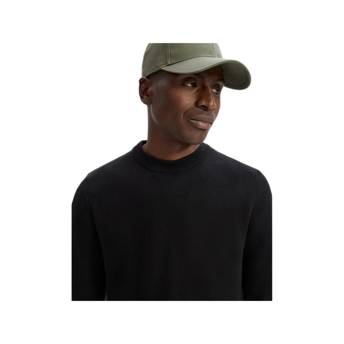 100% cotton crew neck sweater - black