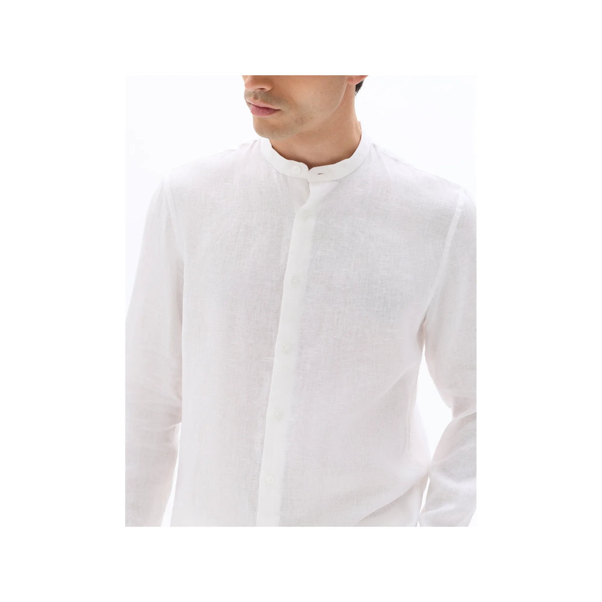 Regular Shirt With Mandarin Collar, 100% Linen