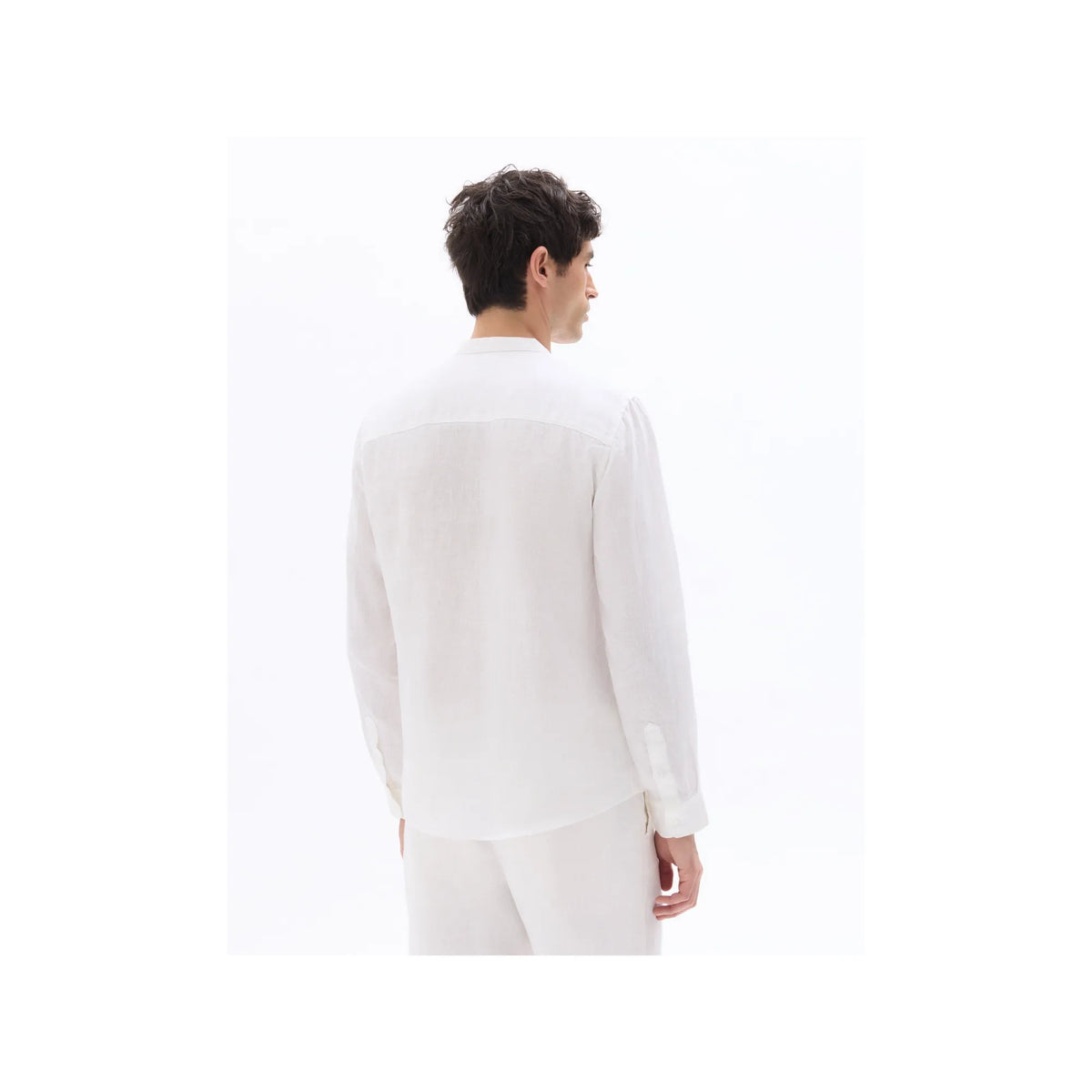 Regular Shirt With Mandarin Collar, 100% Linen