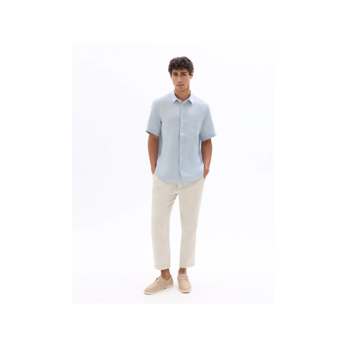 100% Linen Regular Fit Short-Sleeved Shirt