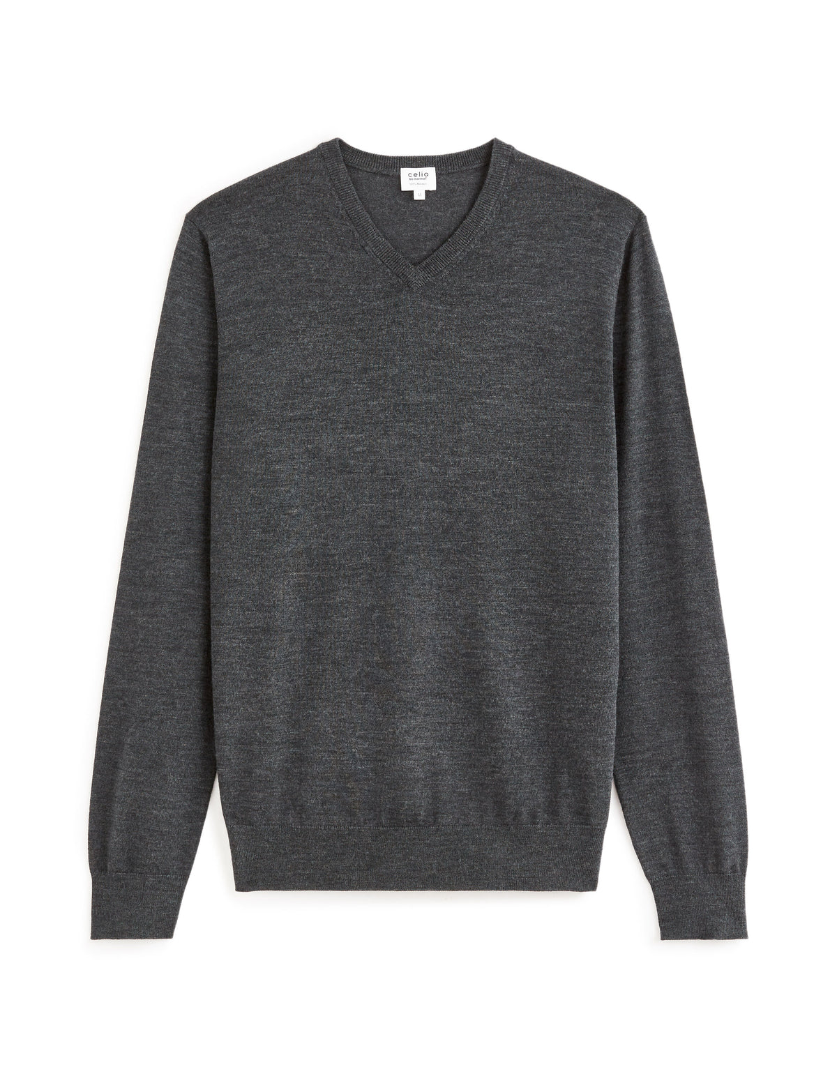 100% Merino Wool V-Neck Sweater - Anthracite