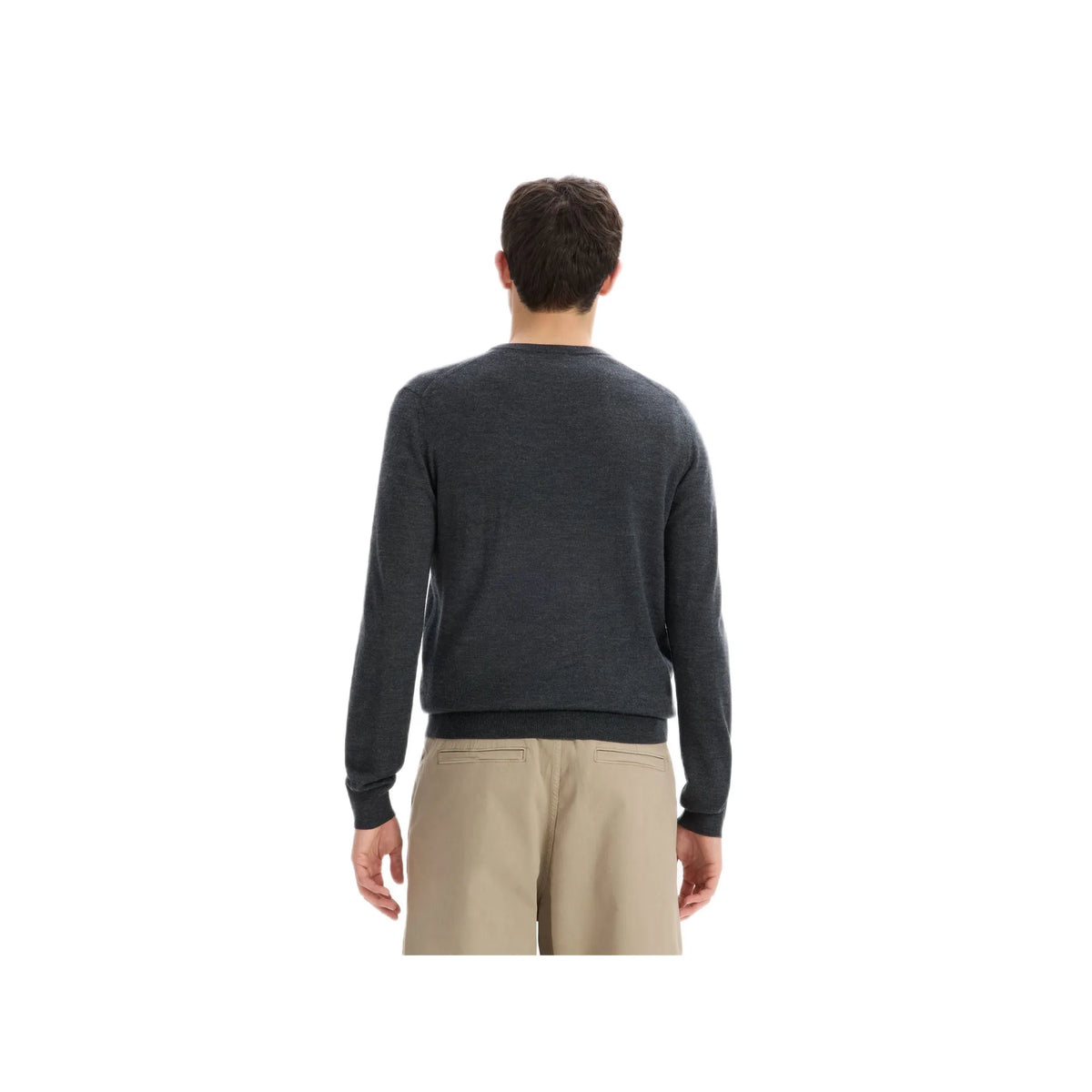100% Merino Wool V-Neck Sweater - Anthracite