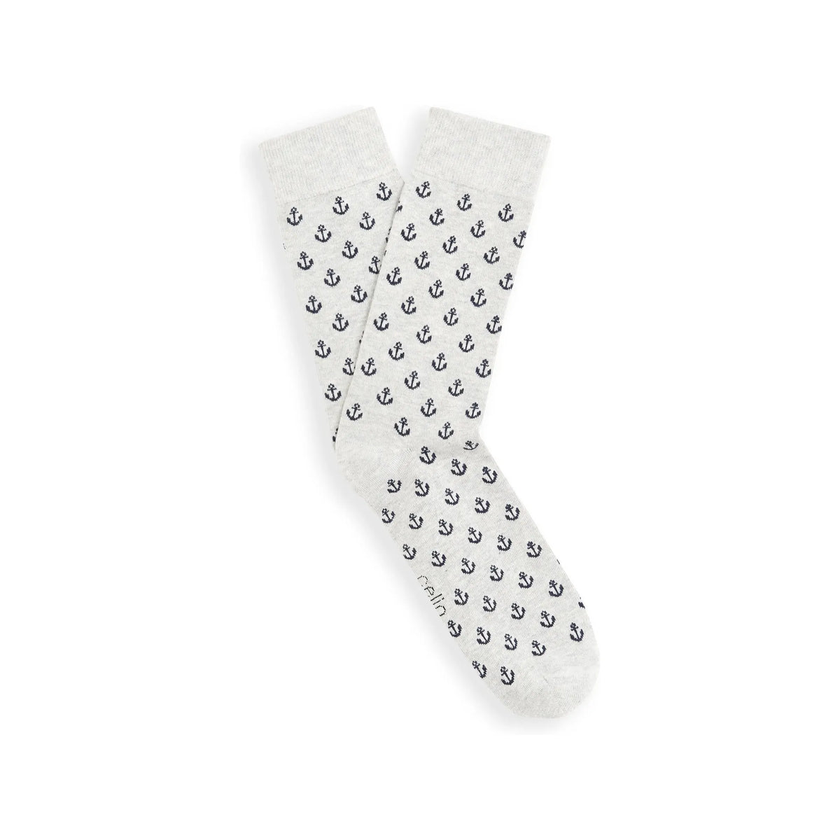 Anchor Pattern Knee-High Socks - Heather Gray