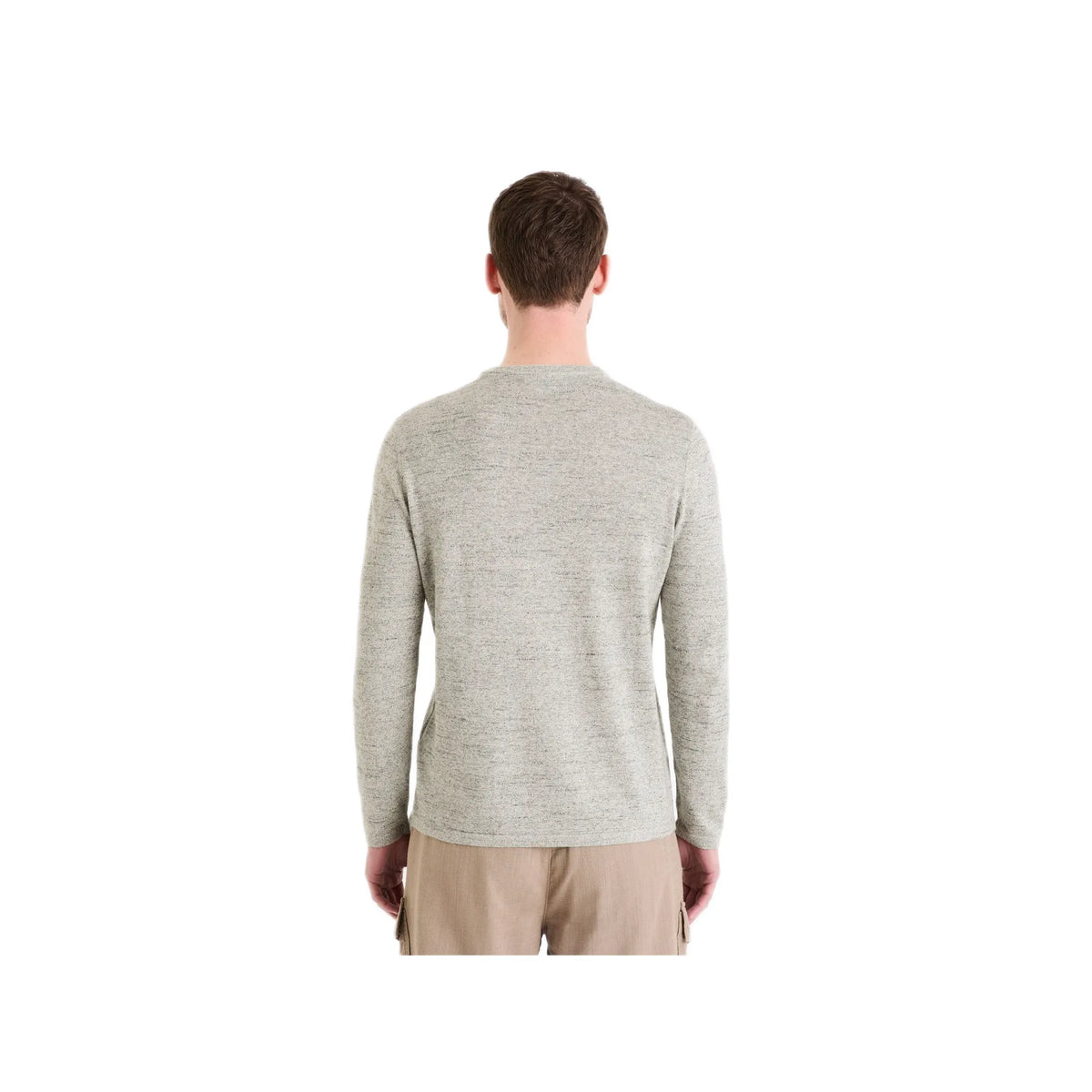 Henley Collar Mixed Sweater