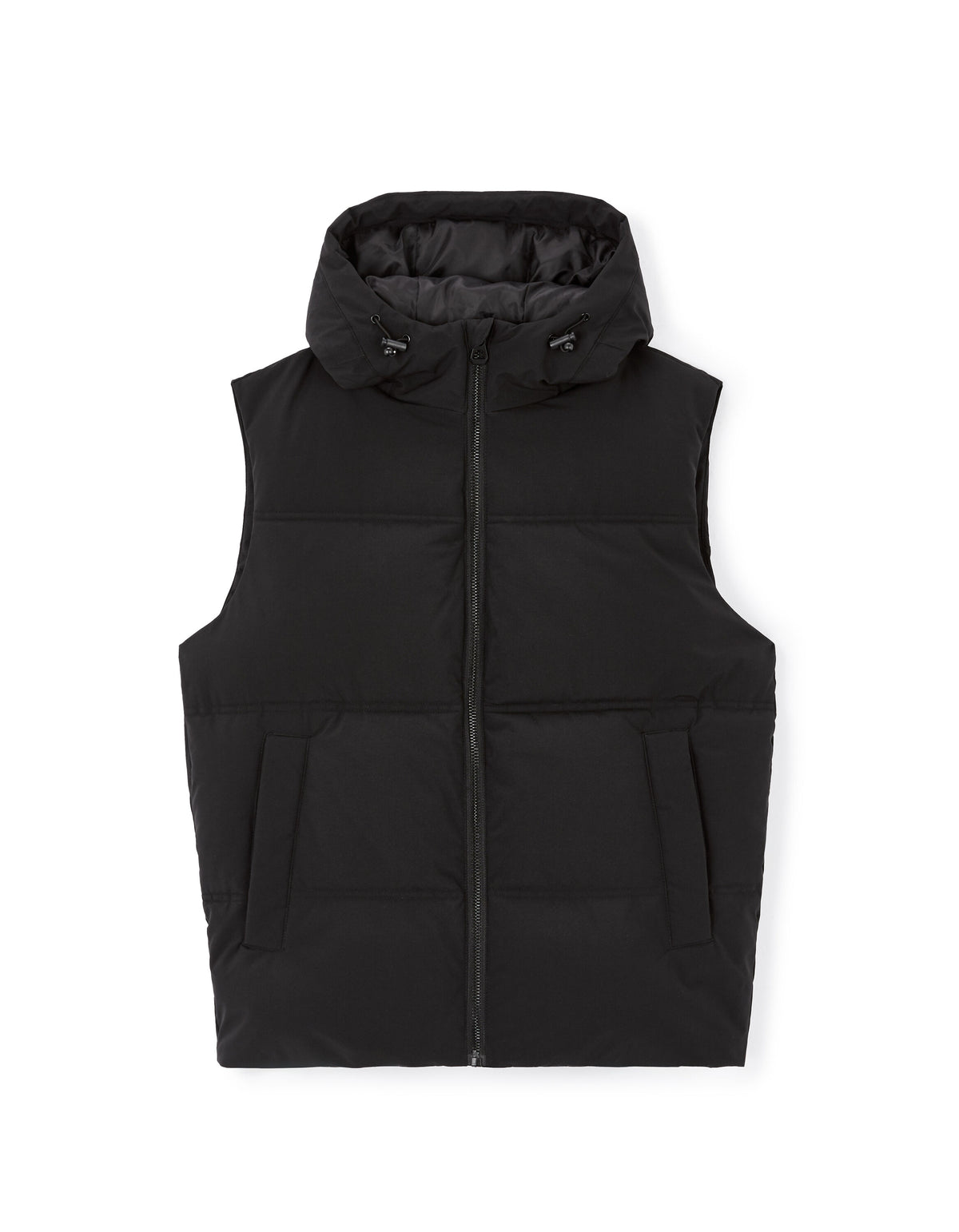 Warm sleeveless hooded down jacket - black