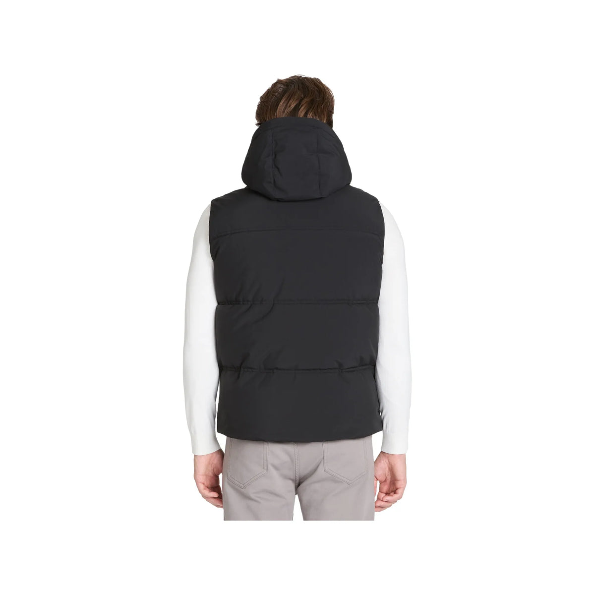 Warm sleeveless hooded down jacket - black