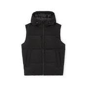Warm sleeveless hooded down jacket - black