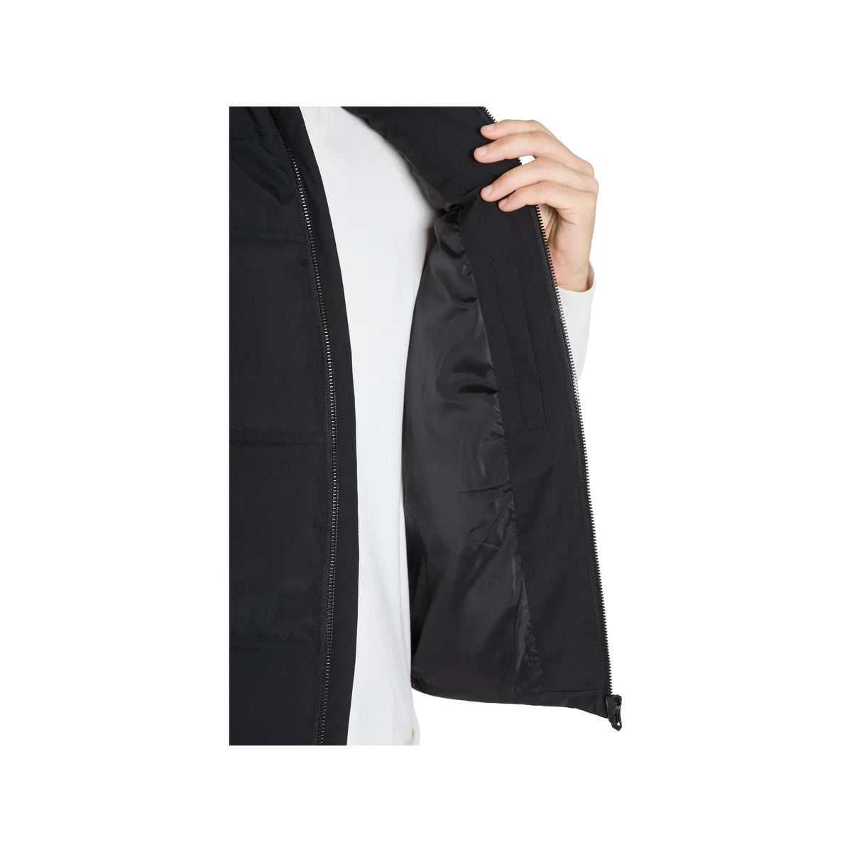 Warm sleeveless hooded down jacket - black