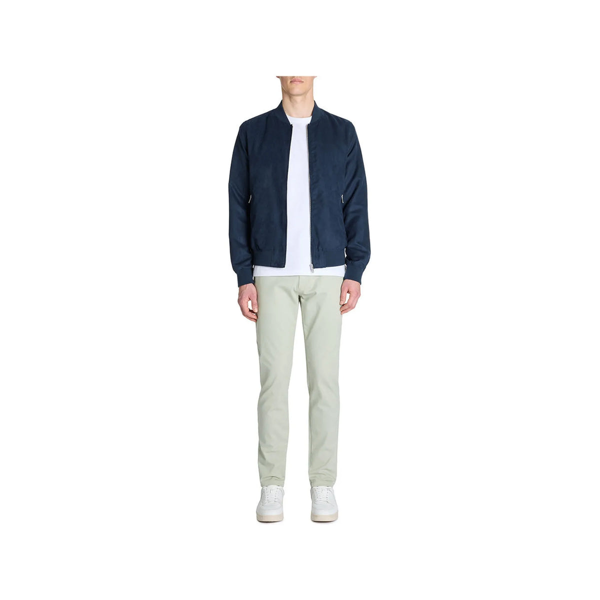 Slim-Fit Stretch Cotton Pants - Sage