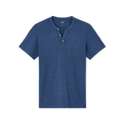Straight Cut Henley Mixed T-Shirt
