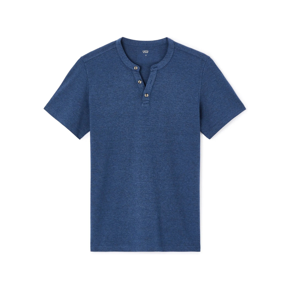Straight Cut Henley Mixed T-Shirt