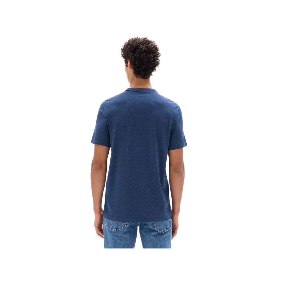 Straight Cut Henley Mixed T-Shirt