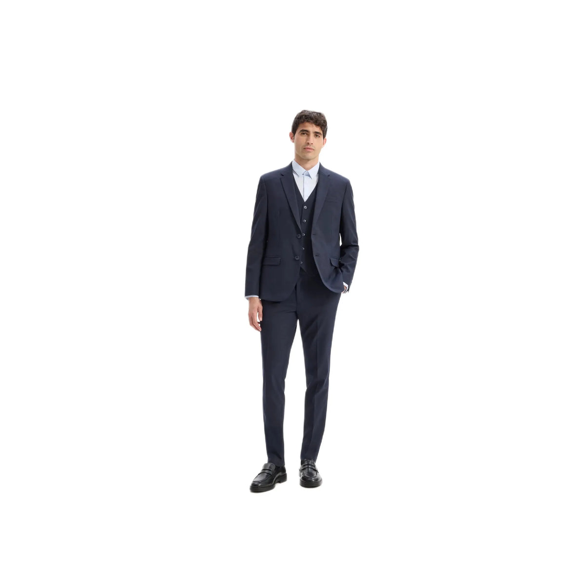 Slim Stretch Suit Vest - Navy