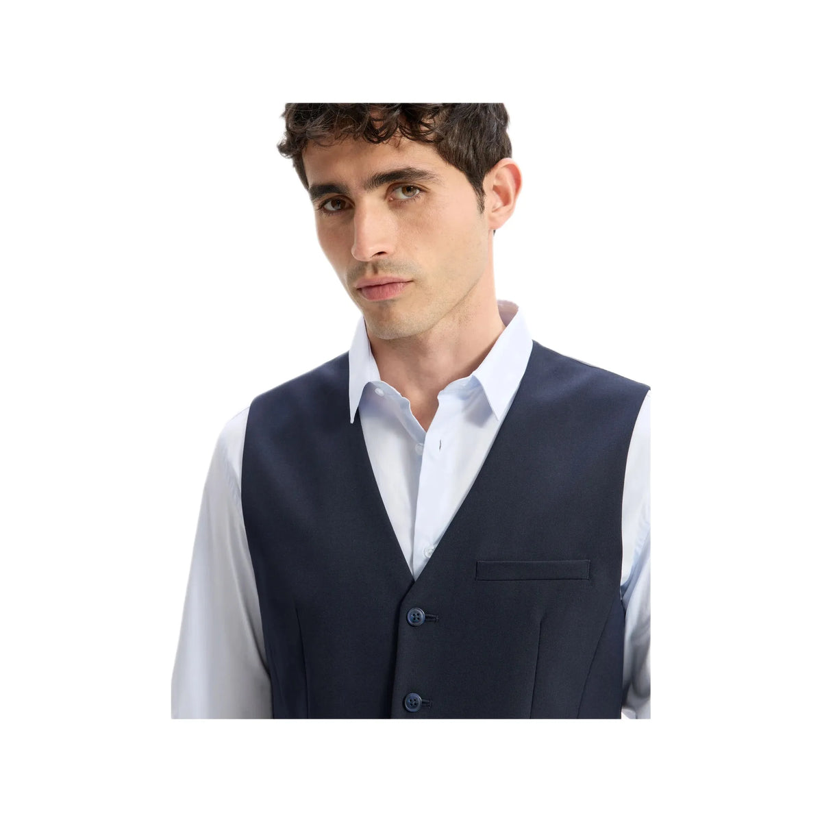 Slim Stretch Suit Vest - Navy