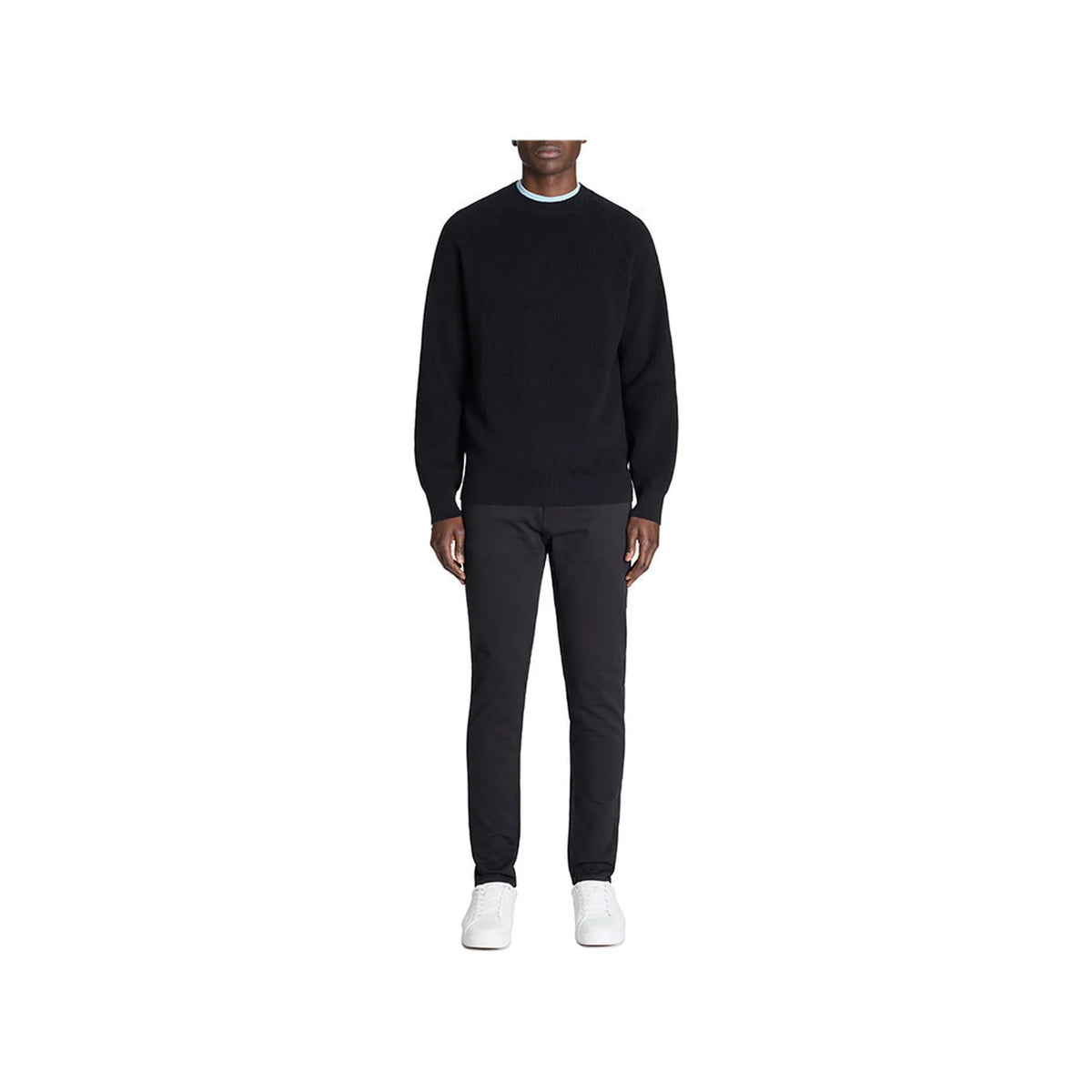 100% Stretch Cotton Slim Pants - Black