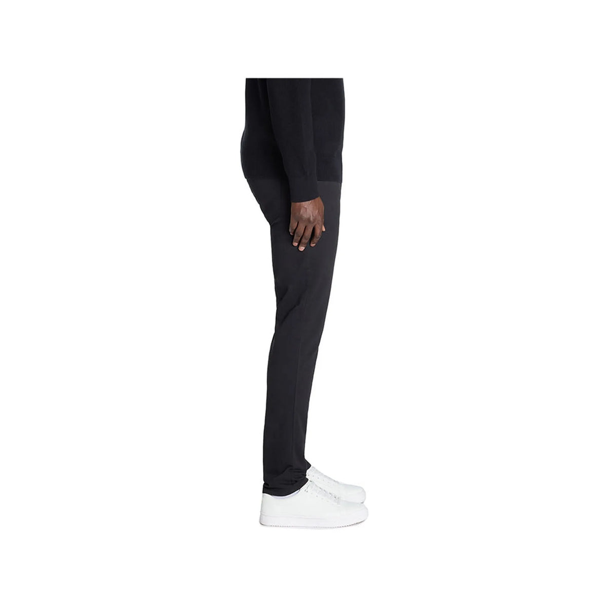 100% Stretch Cotton Slim Pants - Black