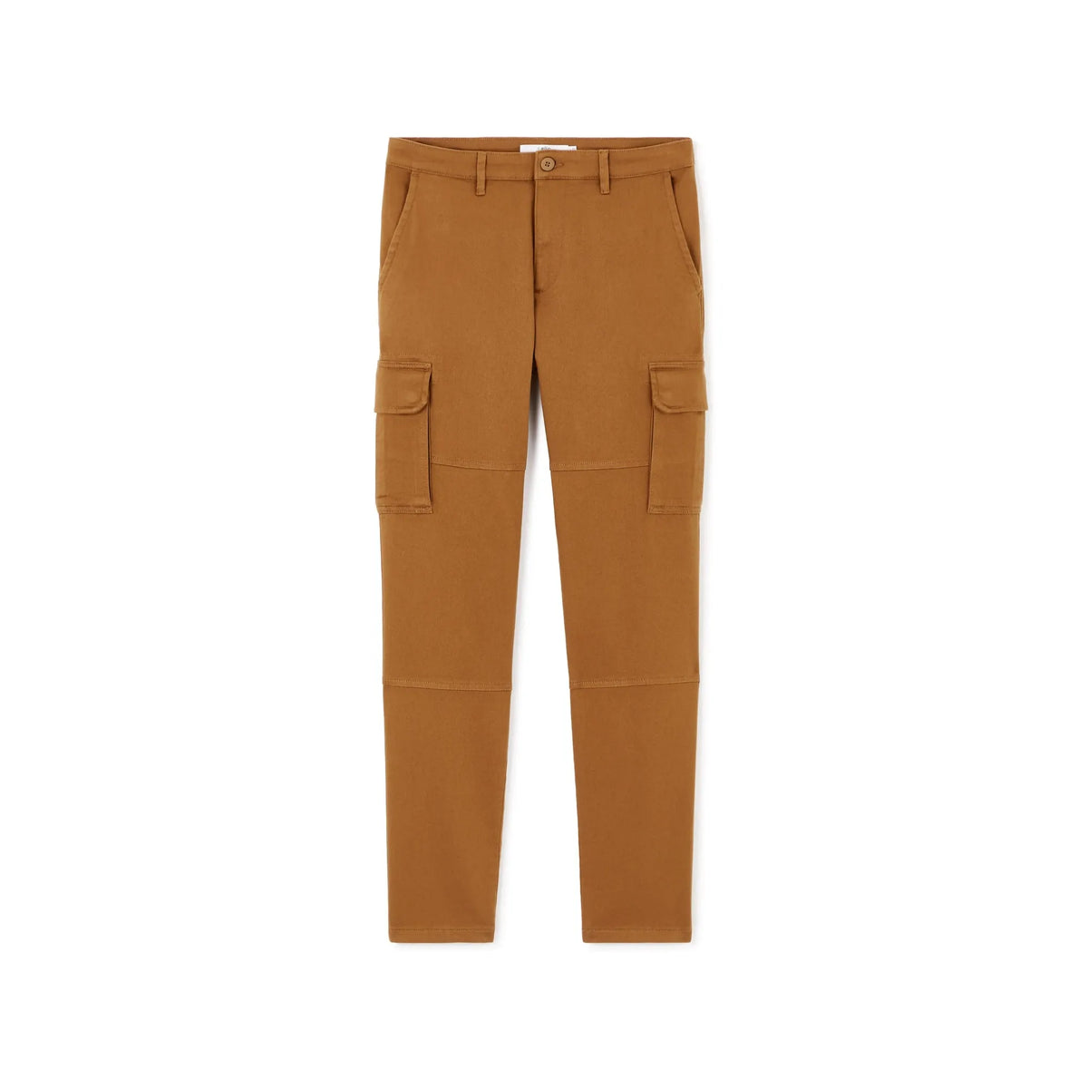 Straight Stretch Cotton Cargo Pants - Brown