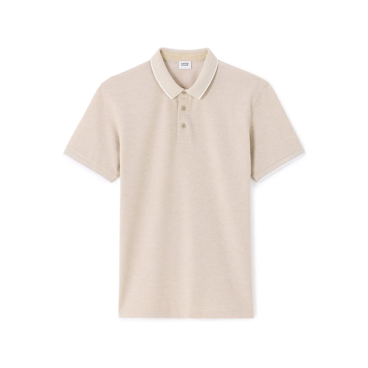 Regular Cotton Blend Polo Shirt - Beige