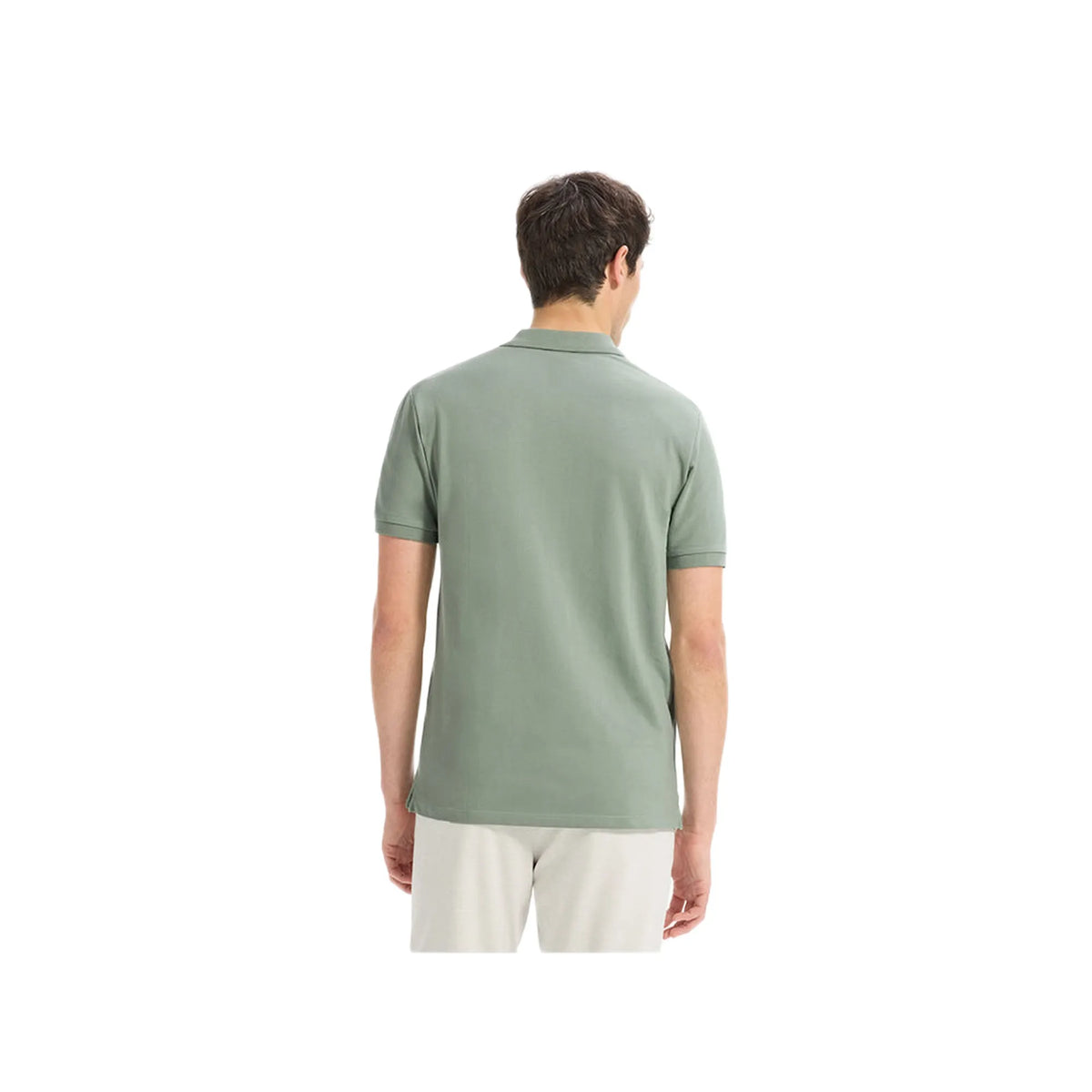 Straight Pique Polo Shirt 100% Cotton - Gray Green
