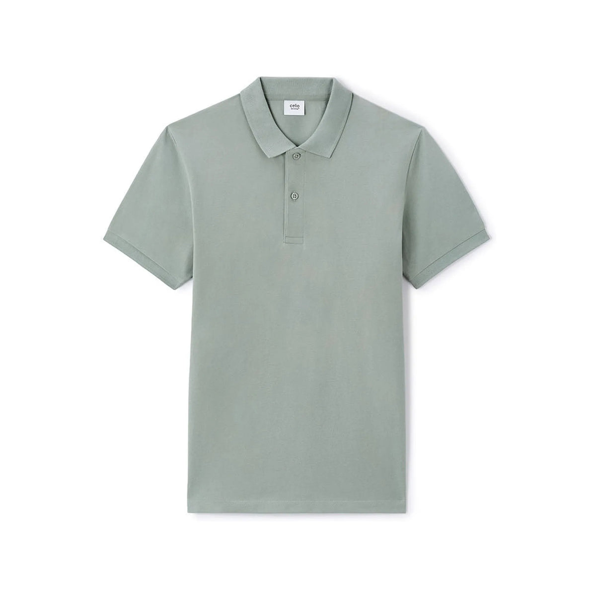 Straight Pique Polo Shirt 100% Cotton - Gray Green