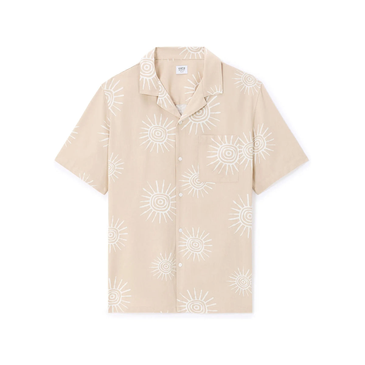 Sun Print Shirt 100% Viscose - Beige