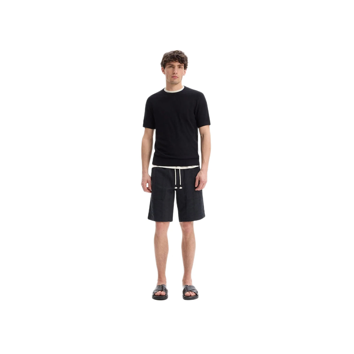 100% Cotton Bermuda Shorts - Black