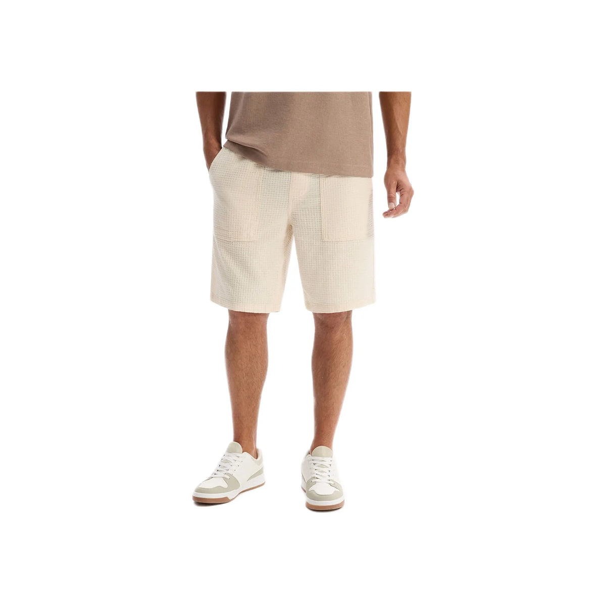 100% Cotton Bermuda Shorts - Beige
