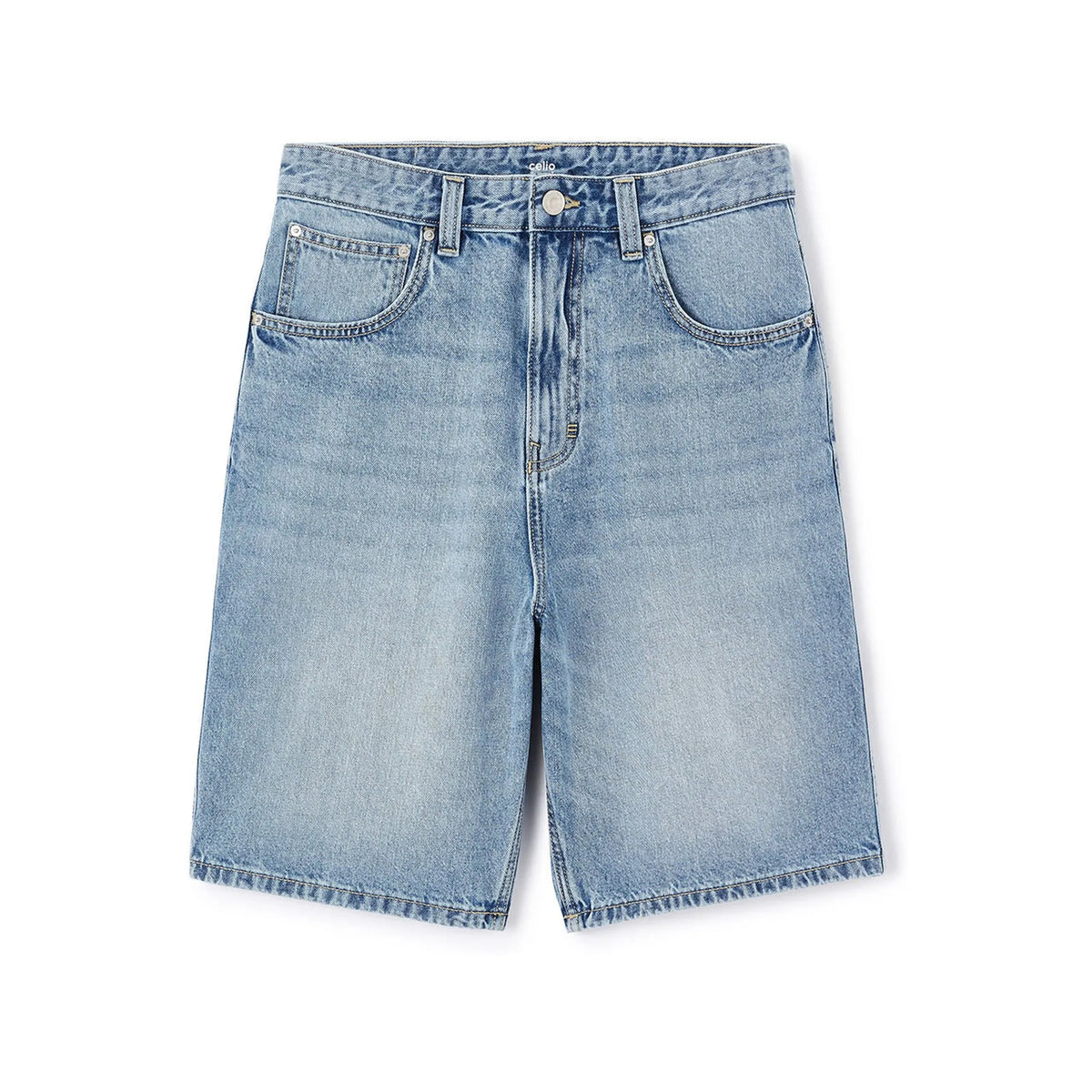 Long Baggy Denim Bermuda Shorts - Light Blue