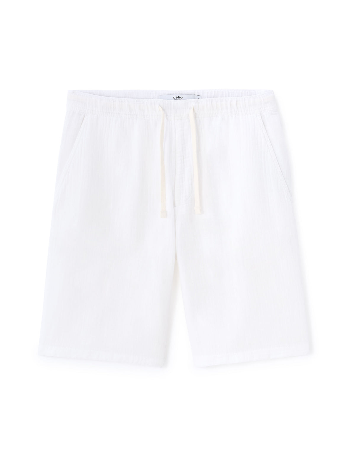 Bermuda shorts 100% cotton gauze - white