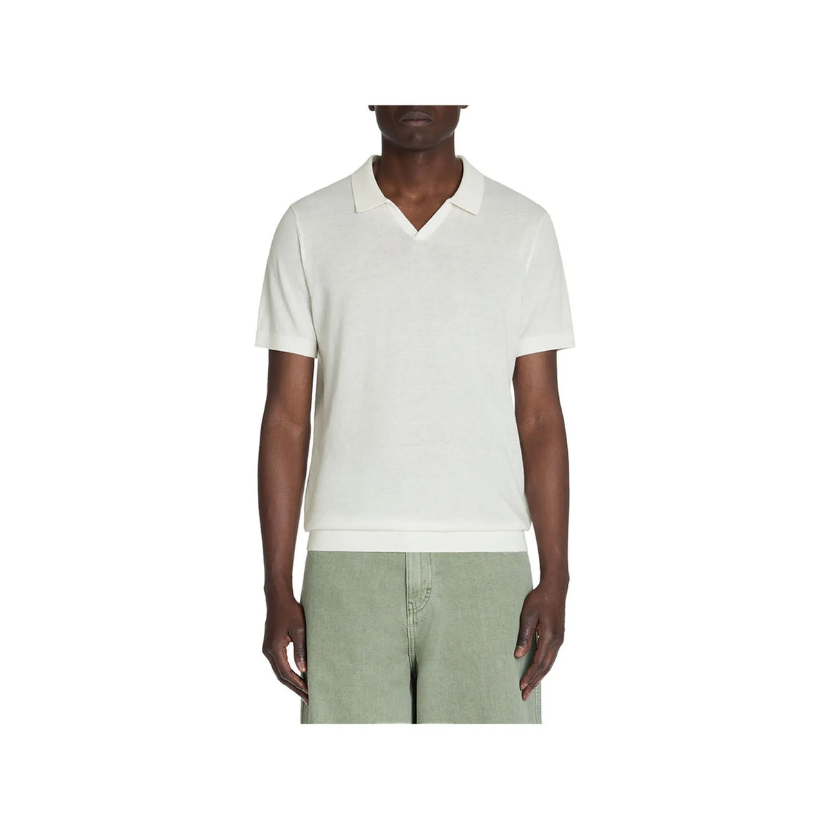 Slim-Fit 100% Cotton Knit Polo Shirt - Beige