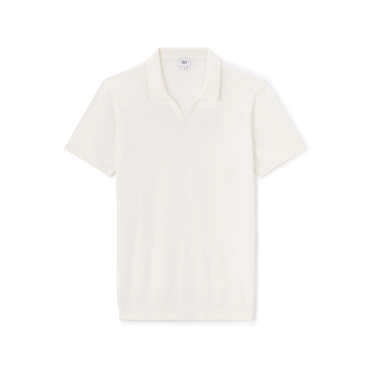 Slim-Fit 100% Cotton Knit Polo Shirt - Beige