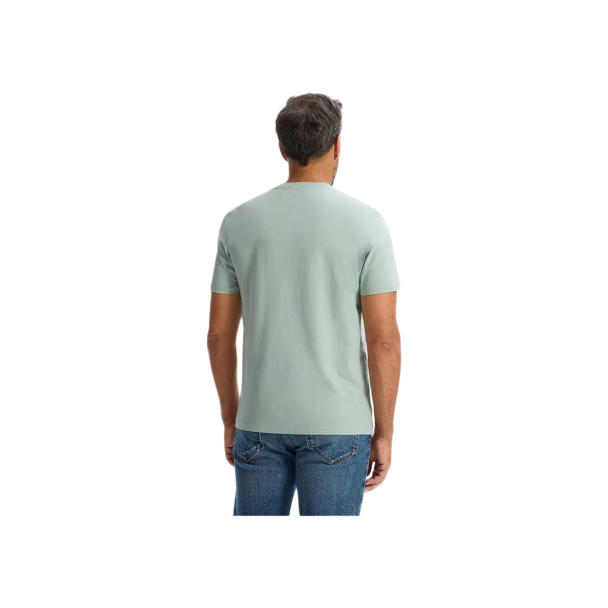 T-Shirt Straight Col V 100% Coton - Light Green