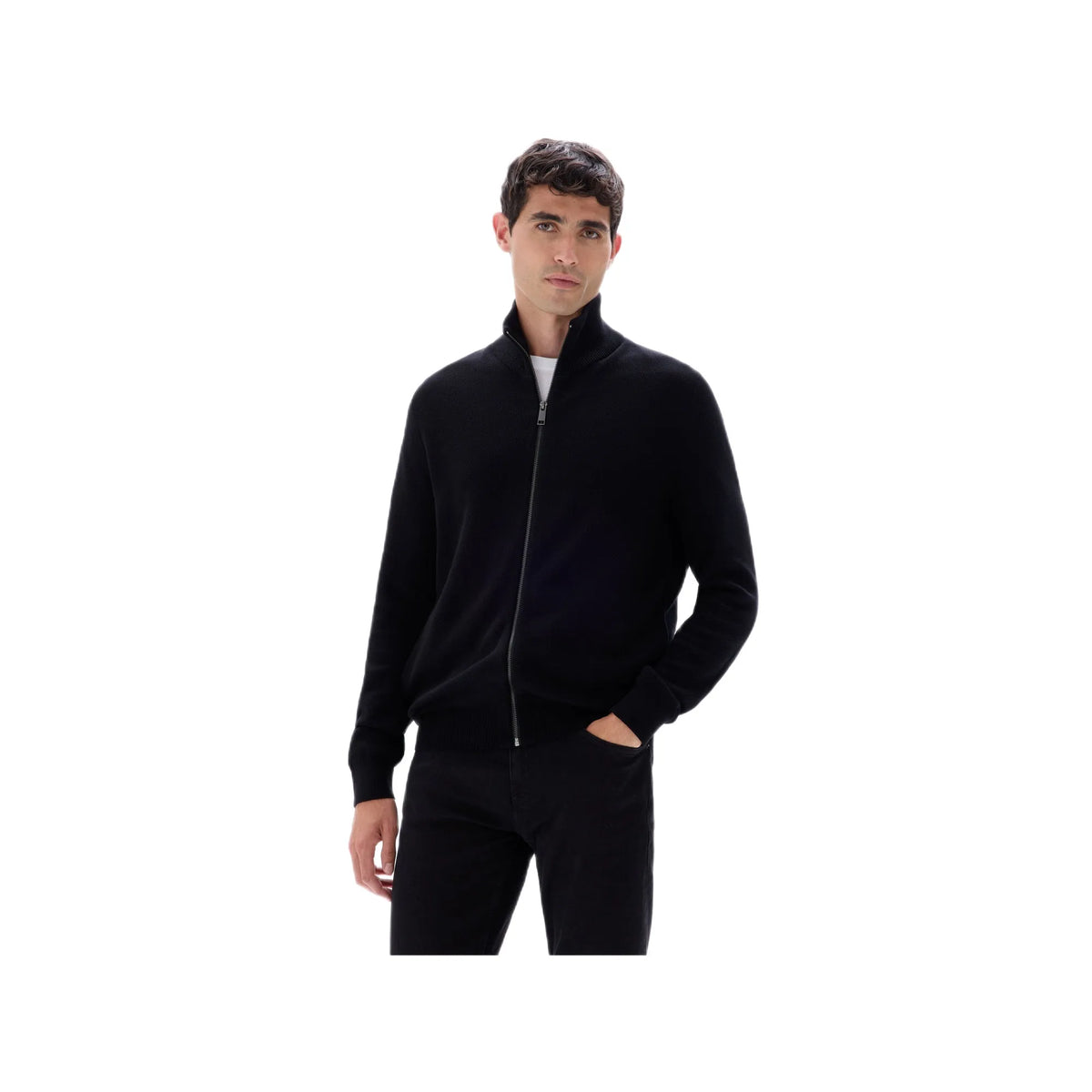 Zipped Mock-Neck Cardigan
