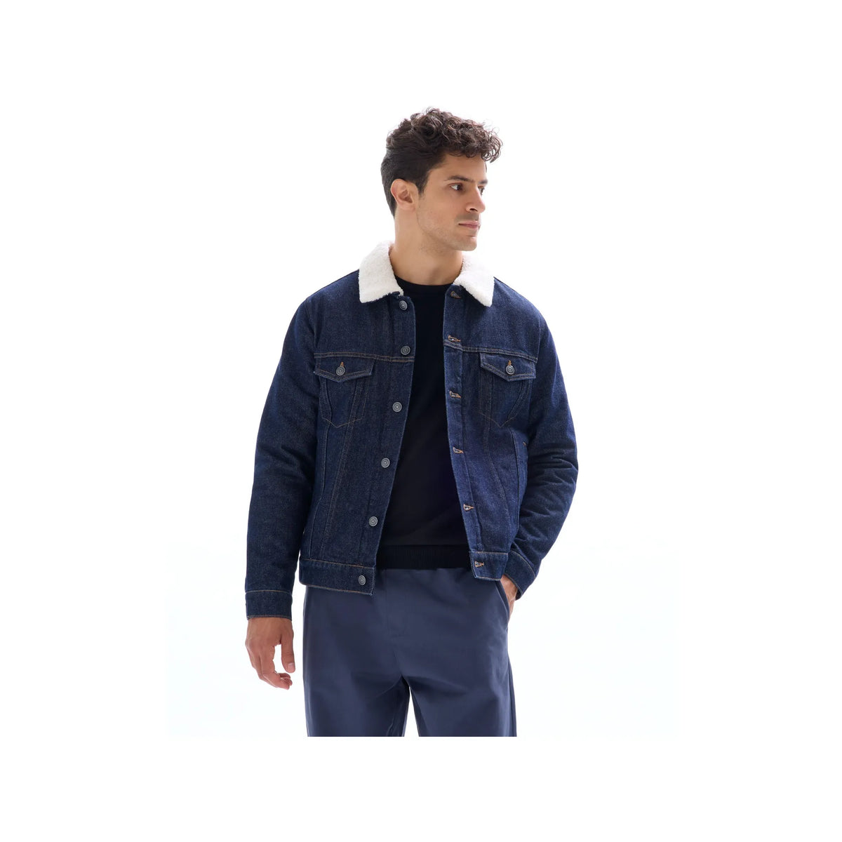 Sherpa-Lined Denim Jacket