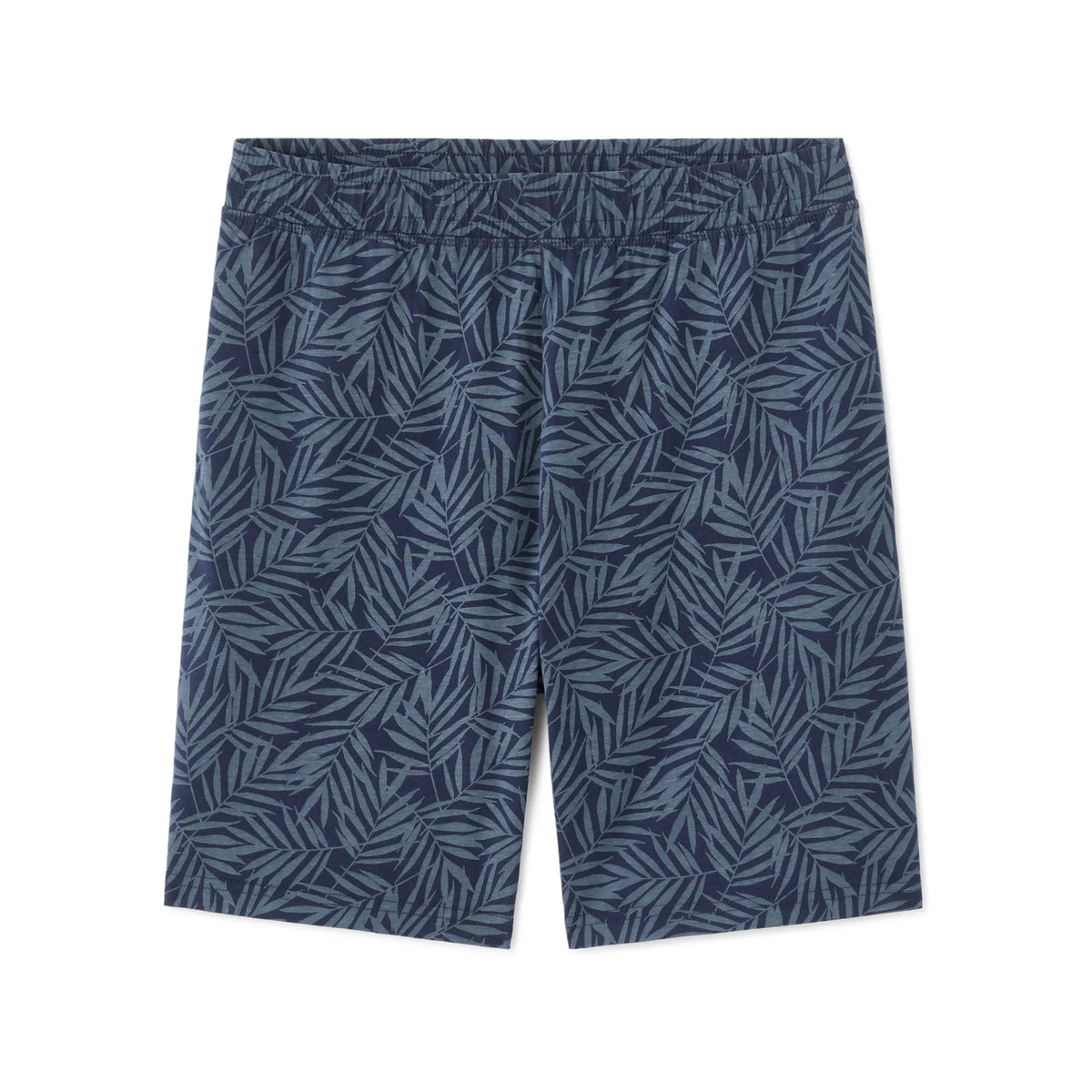Blue Foliage Print T-Shirt And Shorts Pajama Set