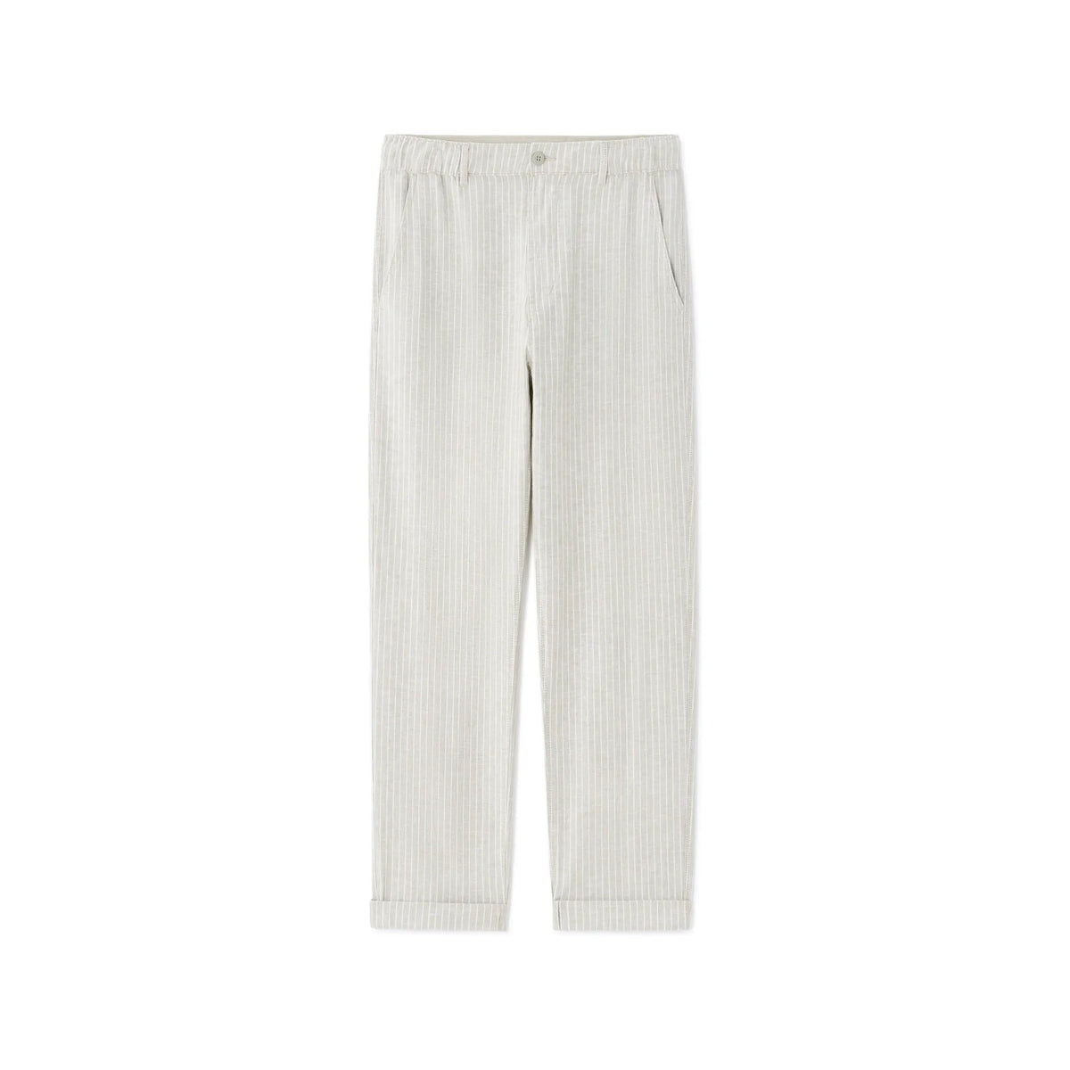 Striped Linen-Cotton Blend Pants