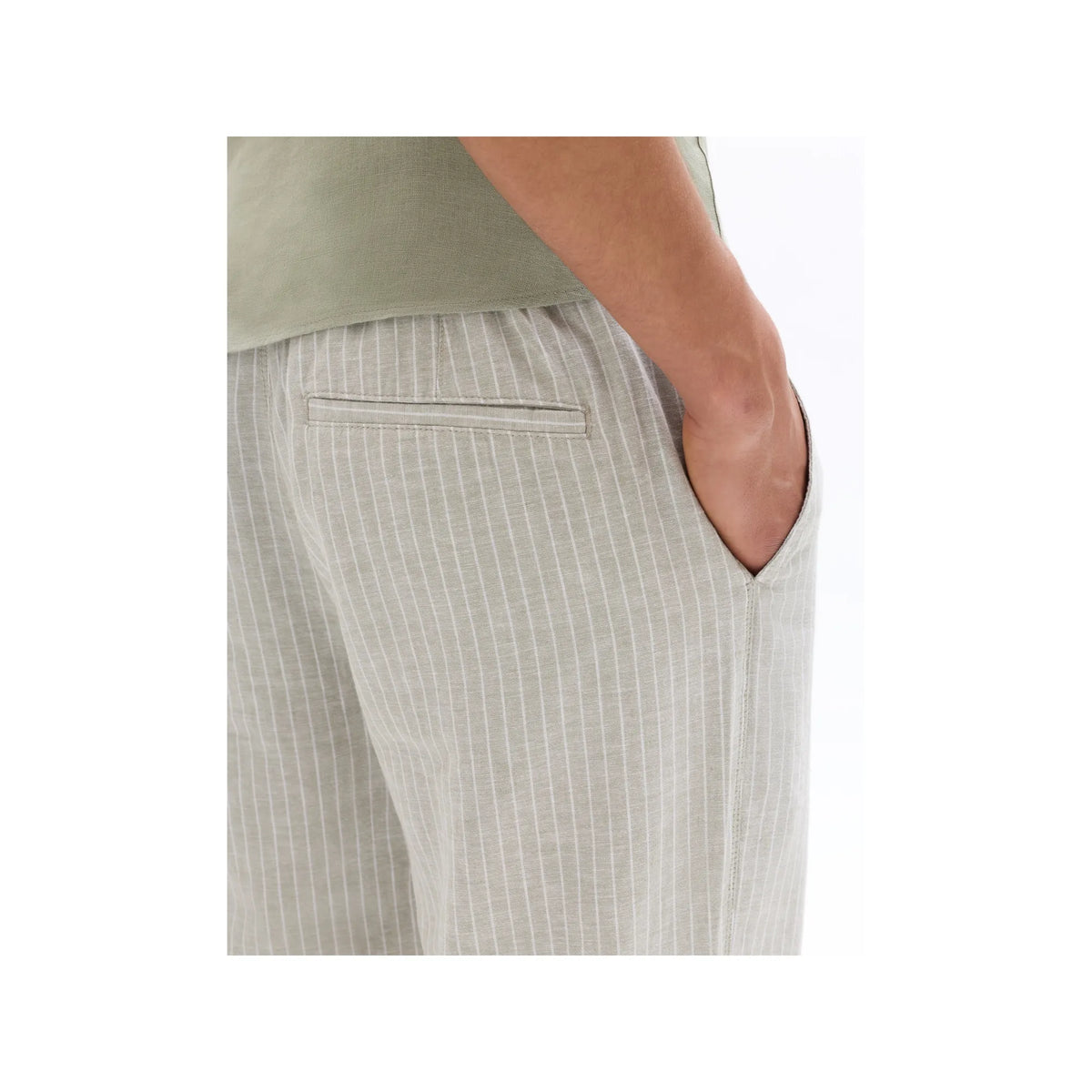 Striped Linen-Cotton Blend Pants