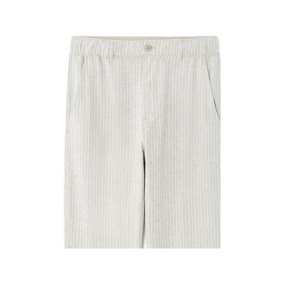 Striped Linen-Cotton Blend Pants
