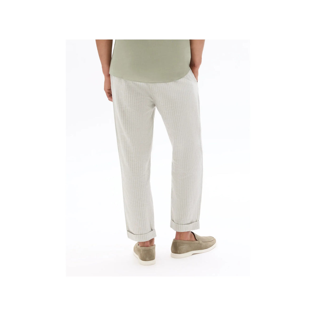 Striped Linen-Cotton Blend Pants