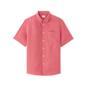 Red 100% Linen Regular Fit Short-Sleeved Shirt