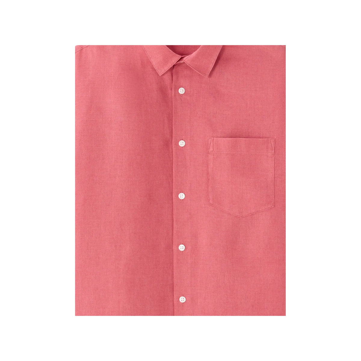 Red 100% Linen Regular Fit Short-Sleeved Shirt
