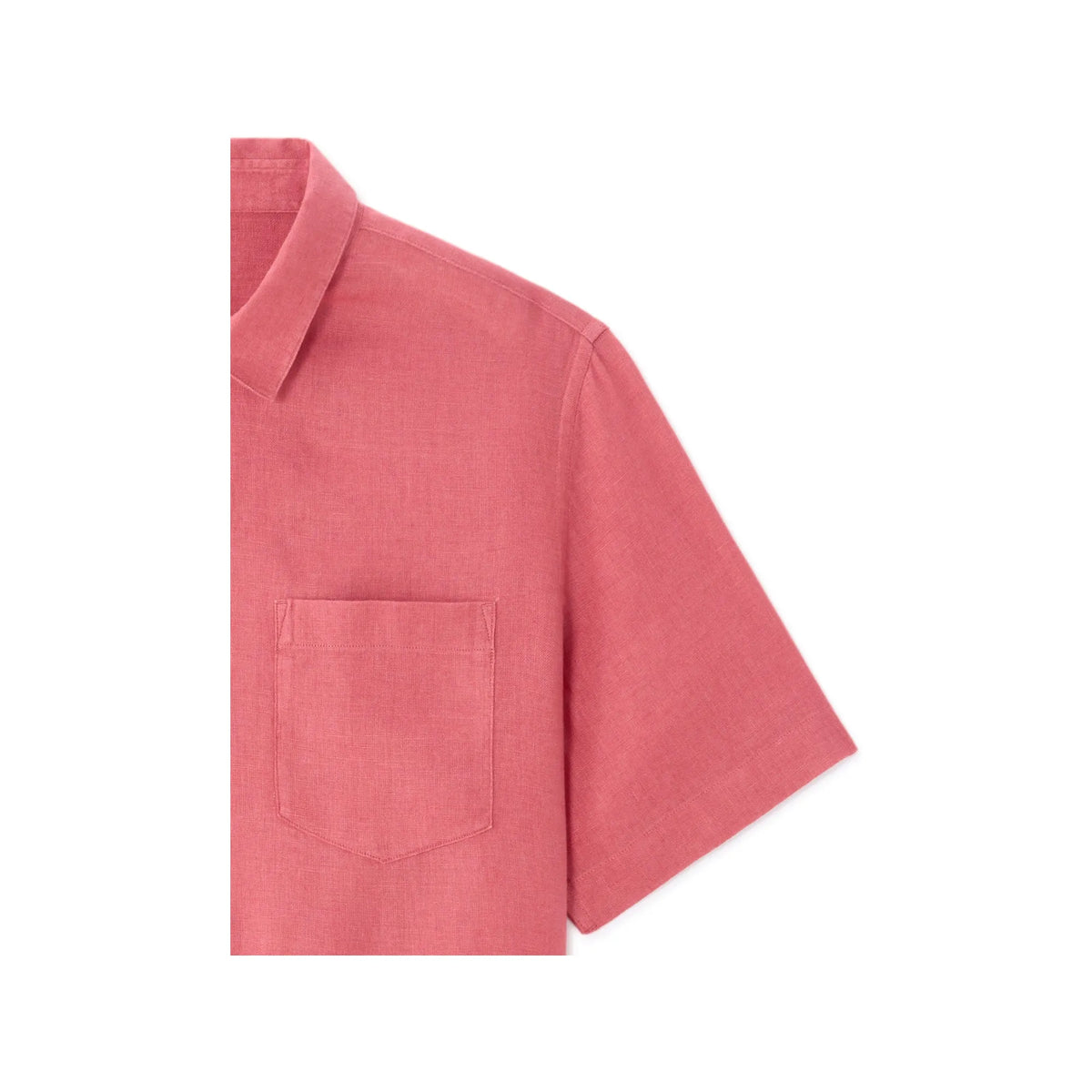Red 100% Linen Regular Fit Short-Sleeved Shirt