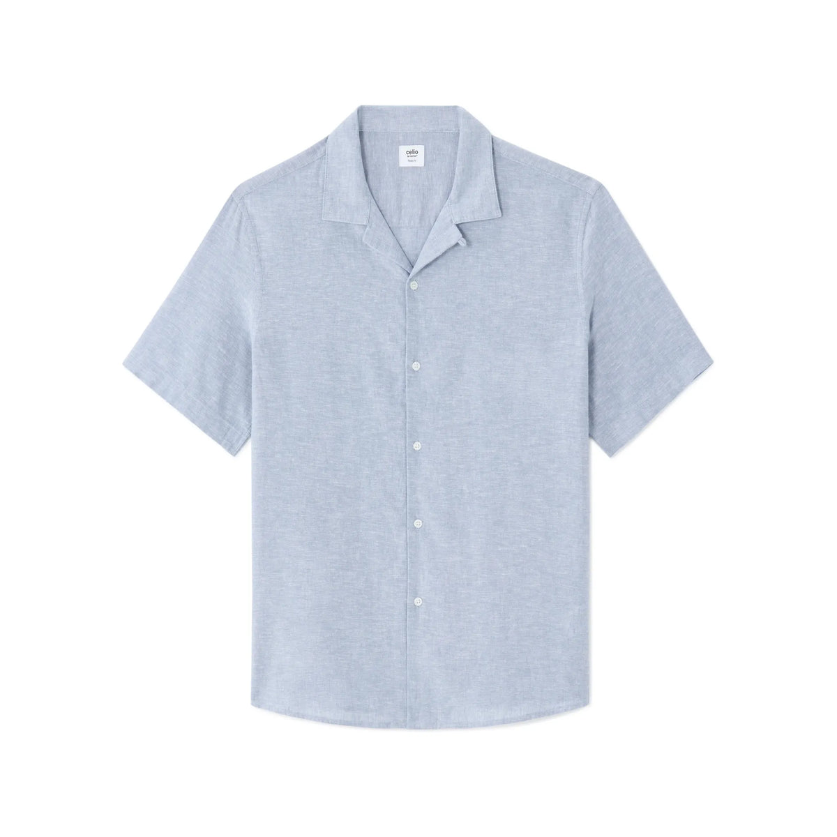 Men'S Regular Fit Plain Linen Cotton Short-Sleeve Shirt