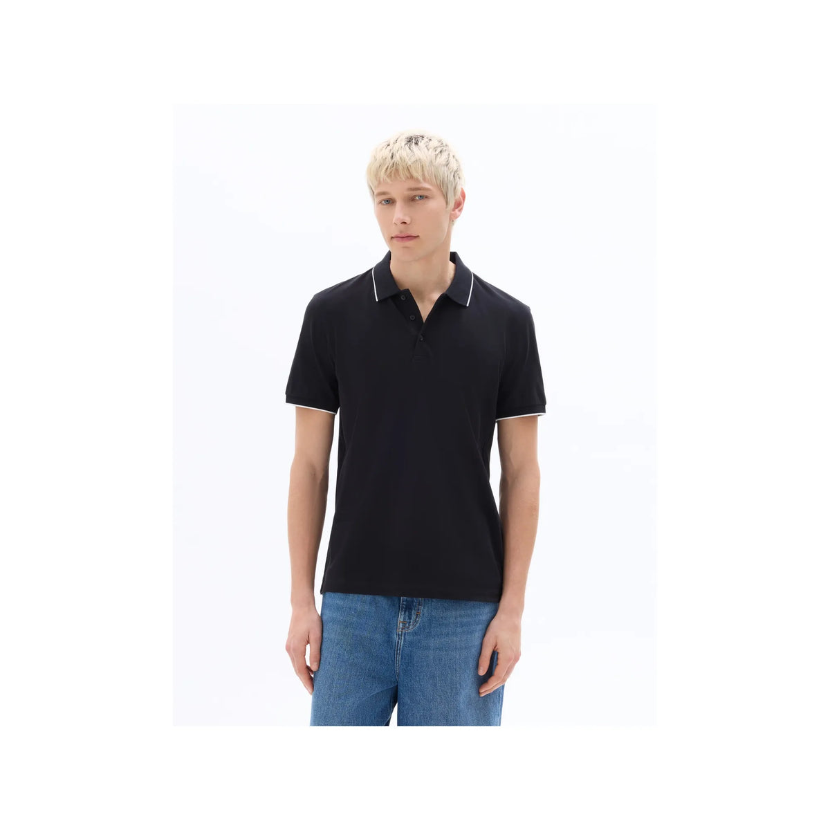 Black 100% Cotton Regular Fit Piqu?© Polo