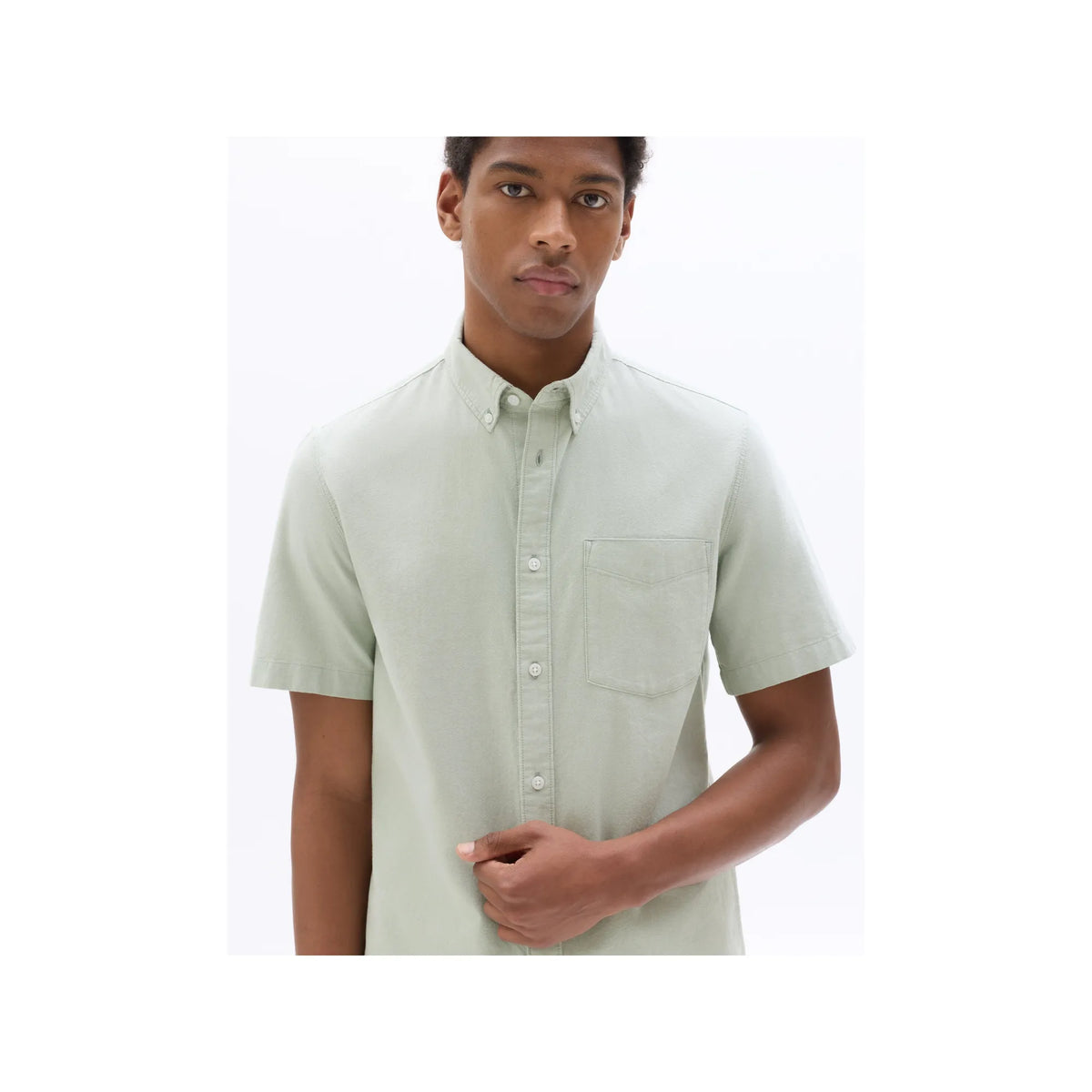 Green Regular Fit 100% Cotton Short-Sleeve Oxford Shirt