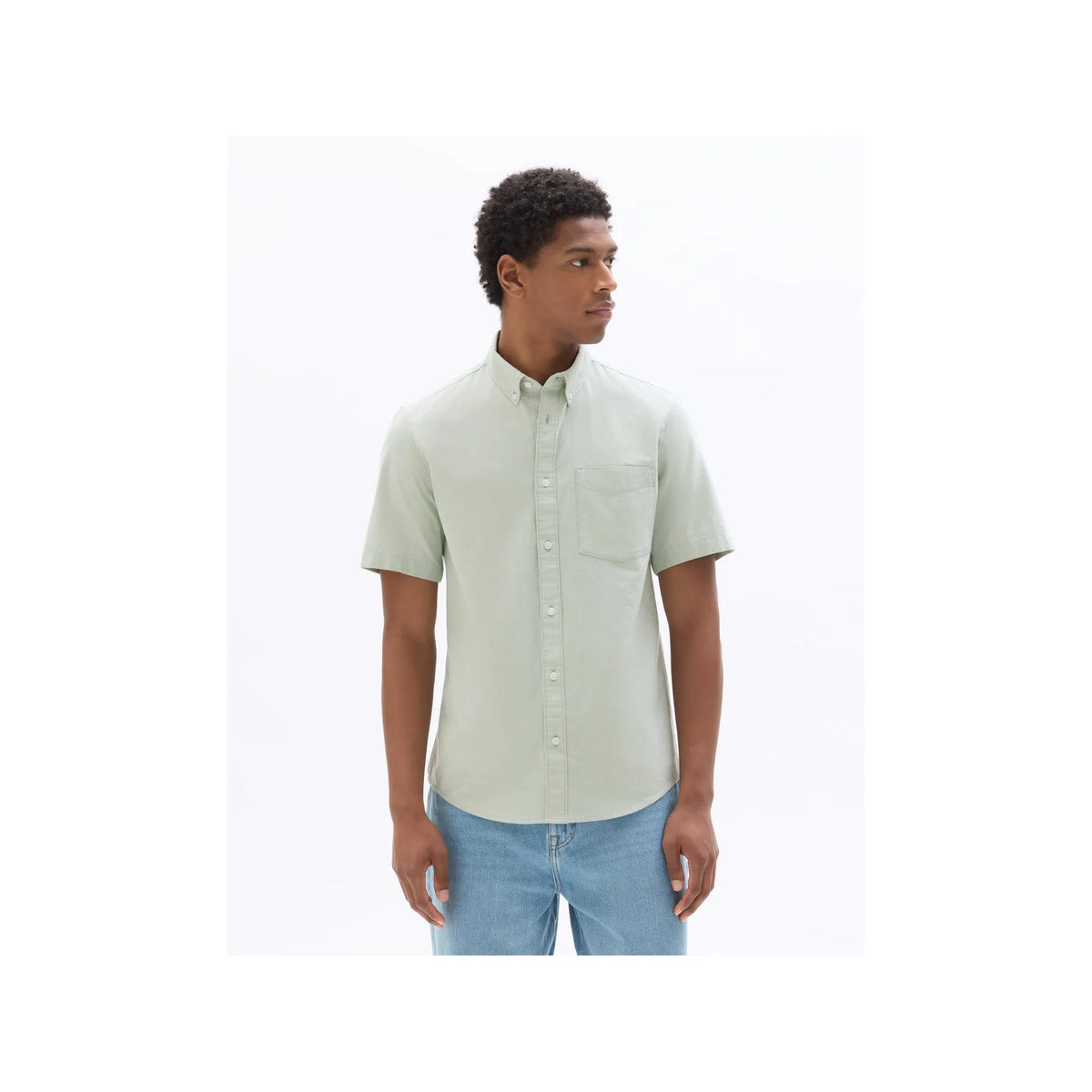 Green Regular Fit 100% Cotton Short-Sleeve Oxford Shirt